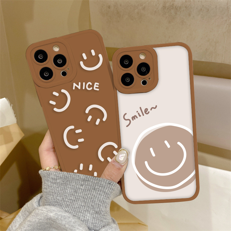 Ốp lưng iphone smile face cạnh vuông nâu 6/6plus/6s/6splus/7/7plus/8/8plus/x/xr/xs/11/12/13/14/pro/max/plus/promax