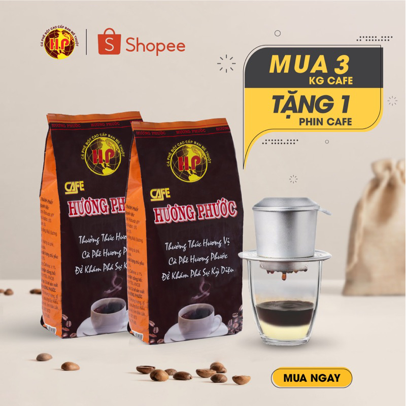 Cafe pha phin nguyên chất Đăk Lăk Hương Phước - cafe Robusta & Arabica