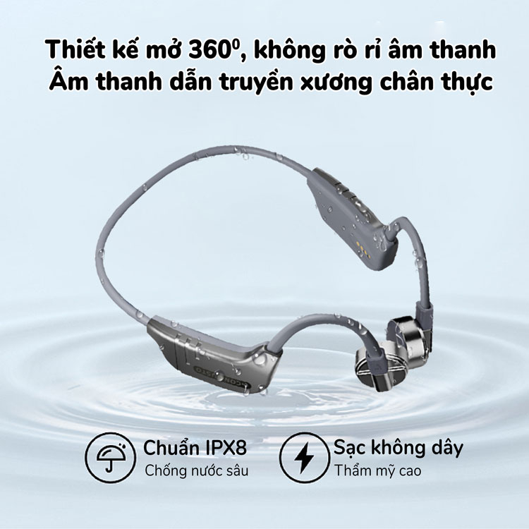 Tai nghe thể thao Con Gusto K9 32Gb thời lượng pin lớn với 3 kiểu dẫn truyền âm