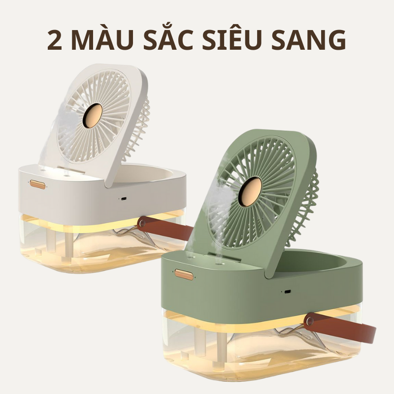 Quạt phun sương tạo độ ẩm JIASHI quạt điều hòa mini để bàn dung tích 2.5L hẹn giờ thông minh tích hợp đèn led QPS01