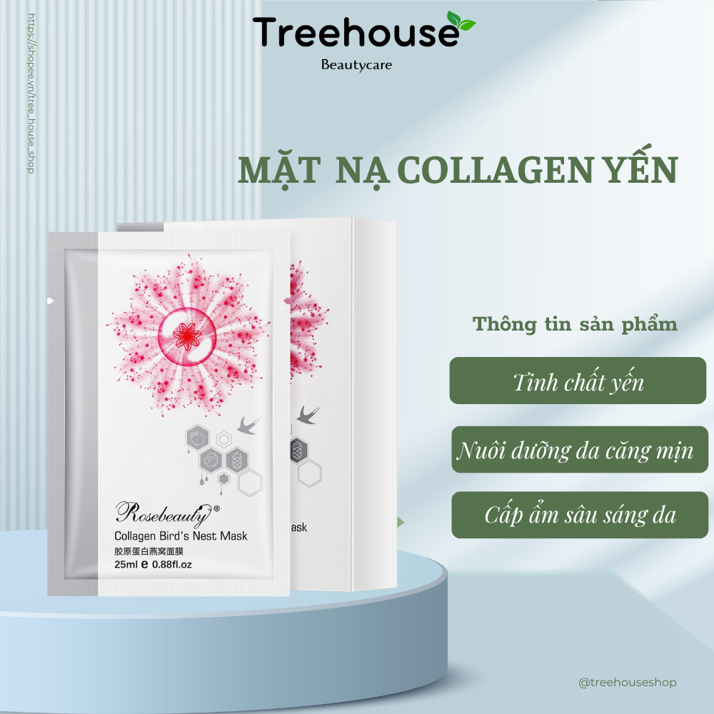 Mặt Nạ Yến Tươi Collagen Rose Beauty TREEHOUSE SHOP