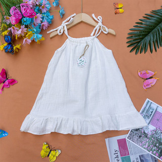 Váy bé gái, đầm bé gái vải Xômuslin thắt nơ hai vai cực dễ thương cho bé