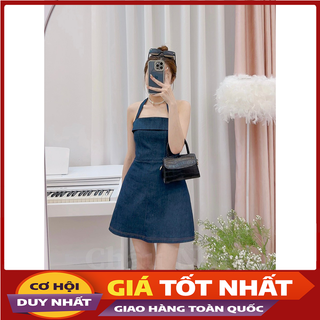 Đầm Jeans Dáng Ngắn Chữ A Hở Lưng Hàng Quảng Châu V4042 - Violet