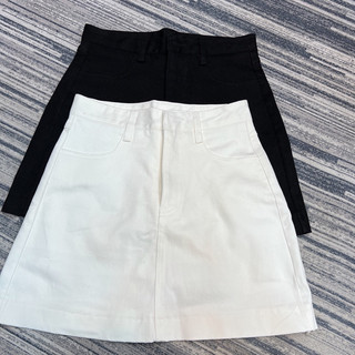 Chân váy kaki trơn chữ A màu trắng basic có lót quần Unnie chân váy jeans trắng - big size