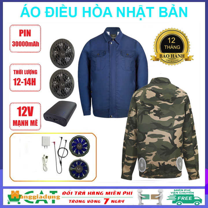 Áo điều hòa Nhật Bản pin 30000mAh, Áo quạt gió điều hòa chống nắng, tia UV hiệu quả