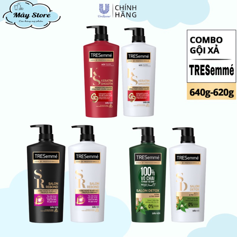 Combo Dầu Gội 640g + Dầu Xả 620g Tresemme Chính hãng