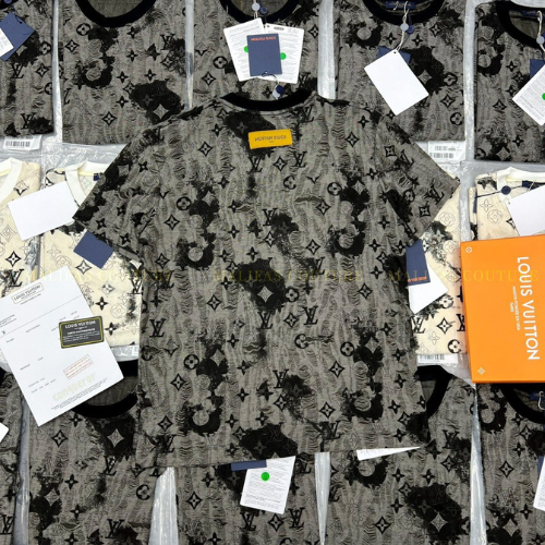 Áo Thun Cotton Nam Thiết Kế Rách 2 Lớp In Logo Siêu Đẹp, Áo Phông Cotton Nam Form Rách Siêu Mát