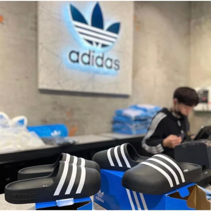 Dép Adidas Adifom Adilette Trắng đen Dép Sục   FREE SHIP ]