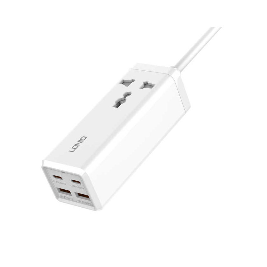 Ổ CẮM ĐIỆN NỐI DÀI KIÊM HUB SẠC NHANH LDNIO SC1418 - PD 65W - 01 CHẤU - 02 CỔNG USB + 02 CỔNG TYPE-C
