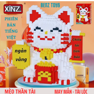 Mô hình lắp ráp mèo thần tài phiên bản tiếng việt, đồ chơi lắp ráp mèo thần tài giúp trẻ tăng tư duy, có tặng kèm búa