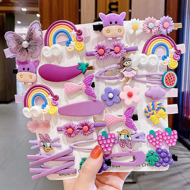 Set 14 Kẹp Tóc Trẻ Em Cute, Đáng Yêu Cho Bé Gái Nhiều Hình, Nhiều Màu