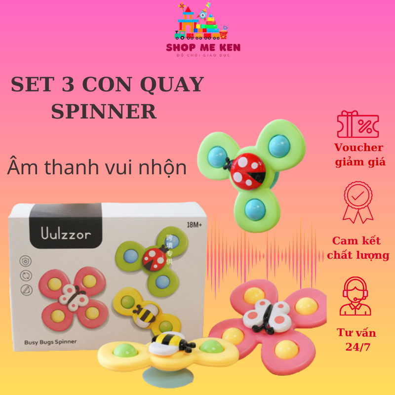 Set 3 con quay spinner dán tường, đồ chơi chong chóng dính tường, đồ chơi con quay có âm thanh vui nhộn cho bé