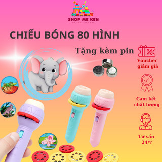 Đèn pin chiếu hình cho bé 80 hình động vật sắc nét, đèn pin chiếu full 80 hình ảnh, đồ chơi máy chiếu đèn pin
