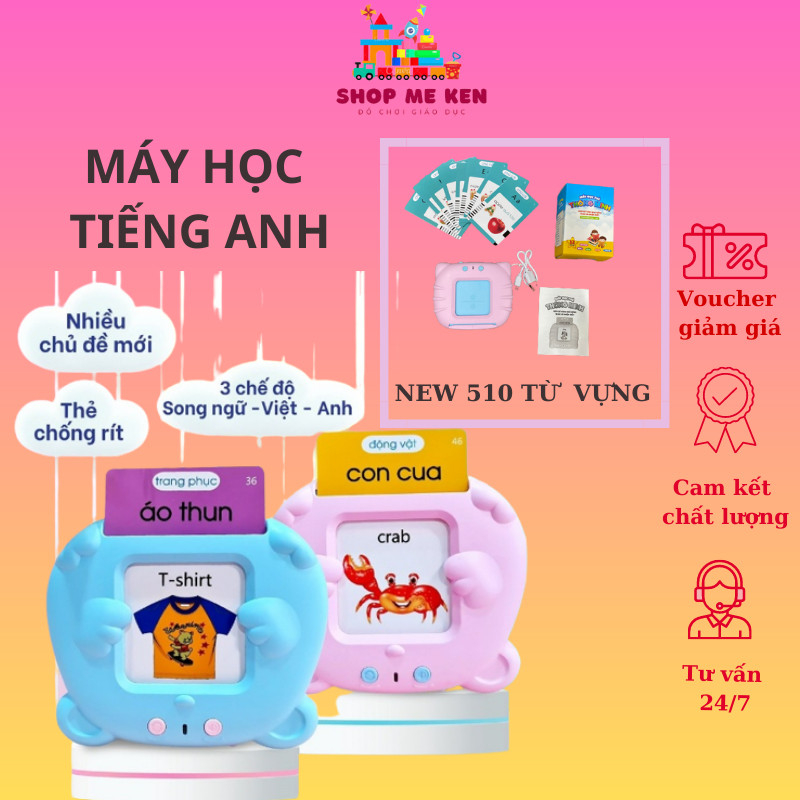 Máy Đọc Thẻ Flashcard Anh - Việt 3 Chế Độ Đọc: Song Ngữ Anh-Việt, Tiếng Anh, Tiếng Việt Kèm Phát Nhạc