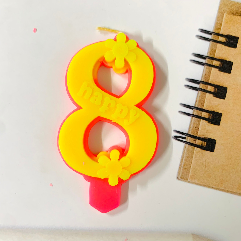 Nến Số Hồng Vàng Hoa Cúc  Siêu Đẹp, Phụ Kiện Bánh Kem,Đồ Trang Trí Bánh Sinh Nhật Bánh Kem