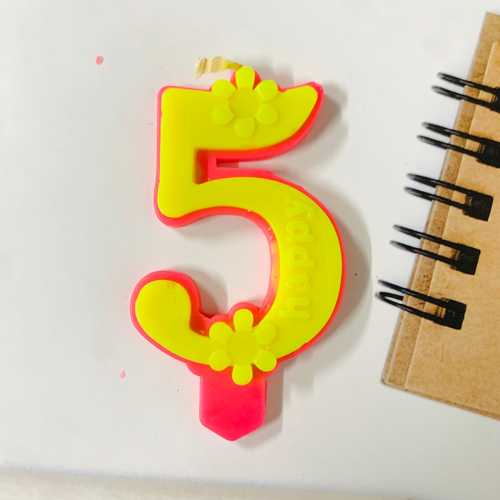 Nến Số Hồng Vàng Hoa Cúc  Siêu Đẹp, Phụ Kiện Bánh Kem,Đồ Trang Trí Bánh Sinh Nhật Bánh Kem