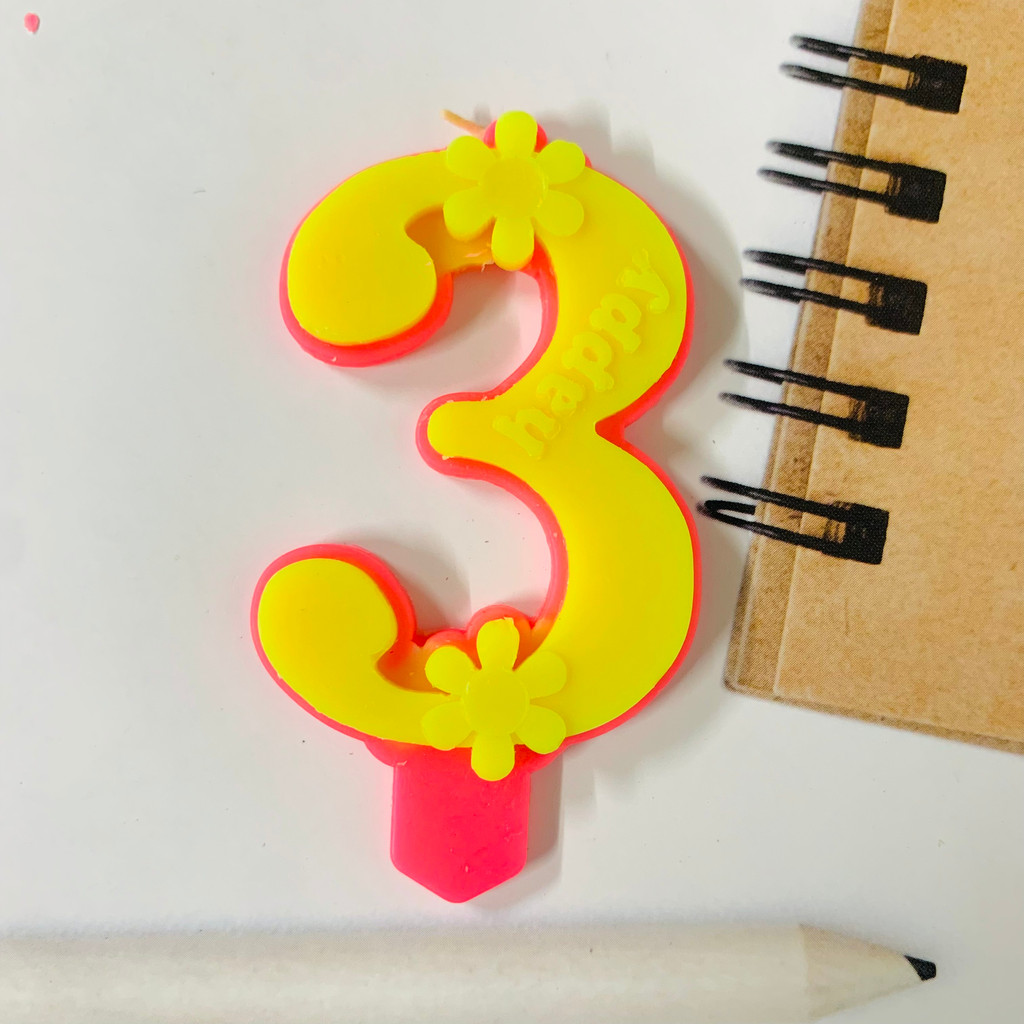 Nến Số Hồng Vàng Hoa Cúc  Siêu Đẹp, Phụ Kiện Bánh Kem,Đồ Trang Trí Bánh Sinh Nhật Bánh Kem