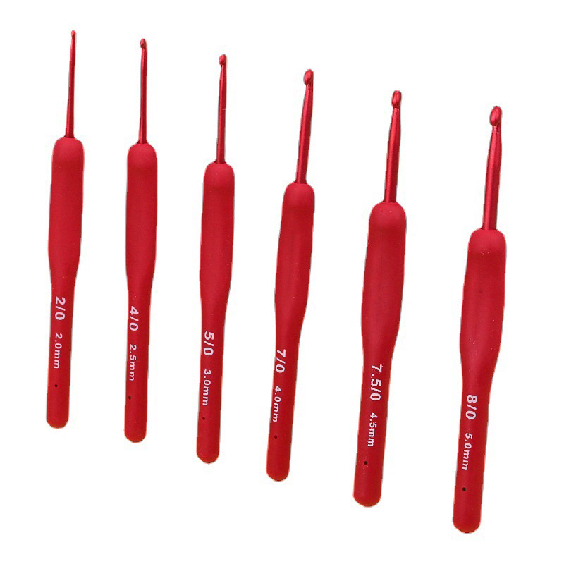 Bộ 9 kim móc nhôm mô phỏng Tulip đỏ gồm bao silicon