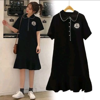 Đầm suông cổ phối sơ mi màu đen,đầm big Size đẹp