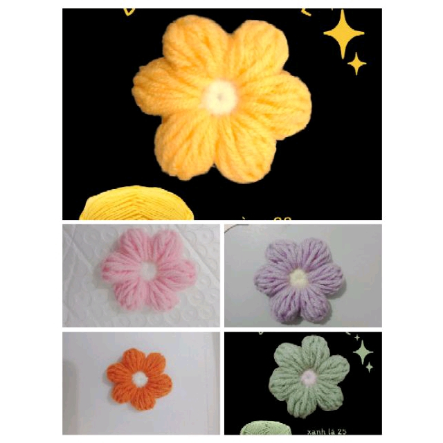 Hoa len mini làm túi xách, áo handmade nhiều màu