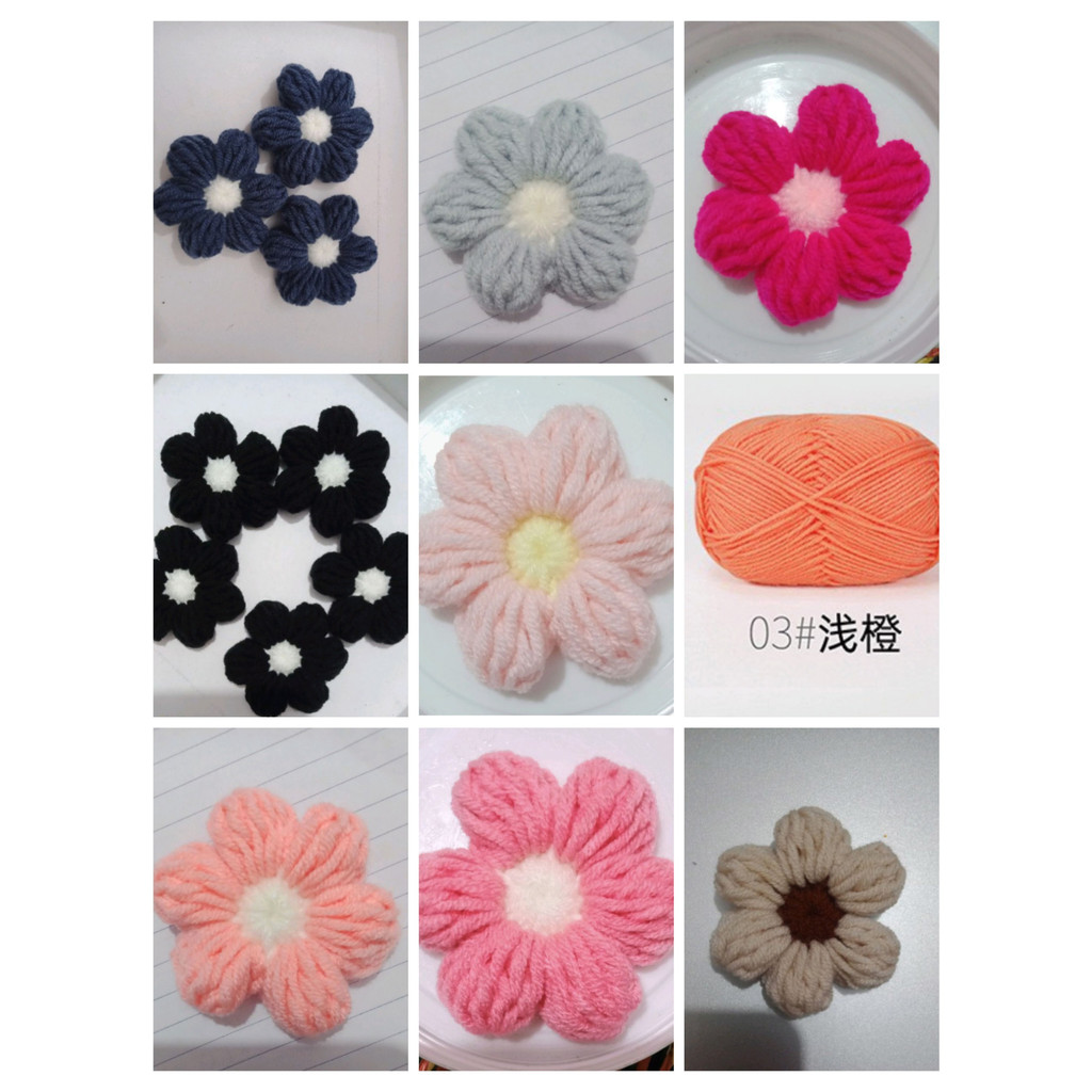 Hoa len mini làm túi xách, áo handmade nhiều màu