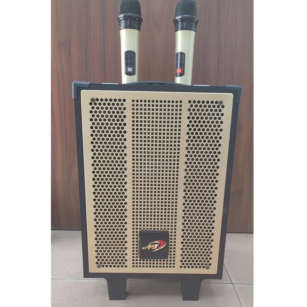 Loa Karaoke Di Động AT-T9, Bass 20, Âm Thanh Chắc, Tiếng Lớn Không Bị Rè, Mic Hát Vang - Tặng Kèm 2 Mic Không Dây