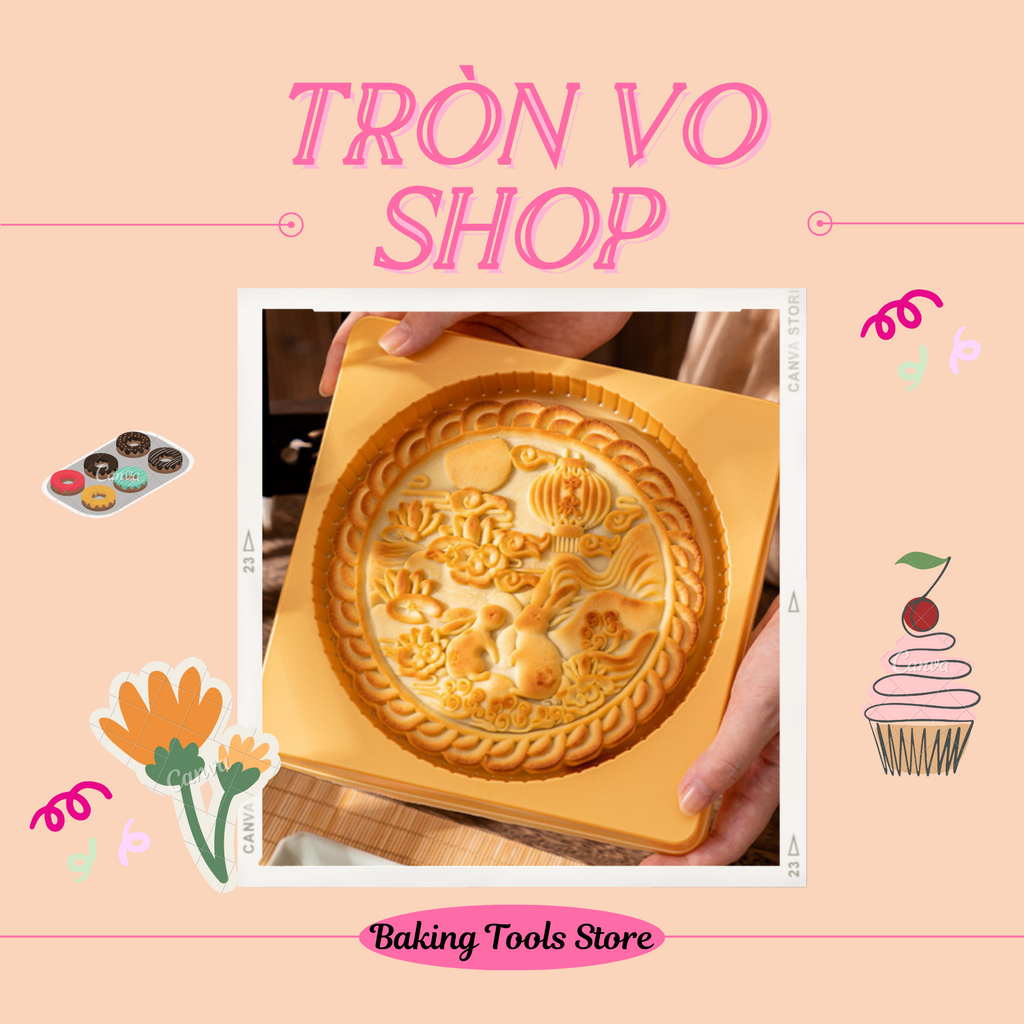 khuôn TT2022 - Đôi thỏ và trăng size bánh 300gr và 600gr