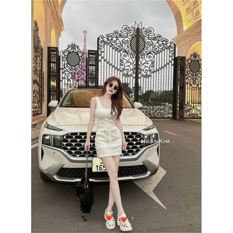 Set áo sát nách kèm chân váy có lót chất thun borip co giãn thích hợp mặc ở nhà đi chơi đi dạo phù hợp mọi phong cách