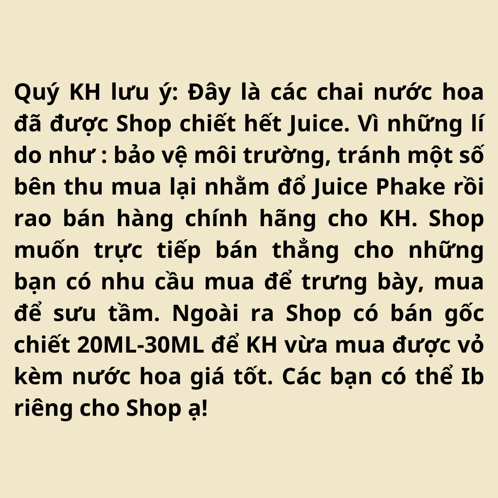 Vỏ Chai Nước Hoa Chính Hãng Trưng Bày, Nước Hoa Nam Nữ Chai Trưng Bày