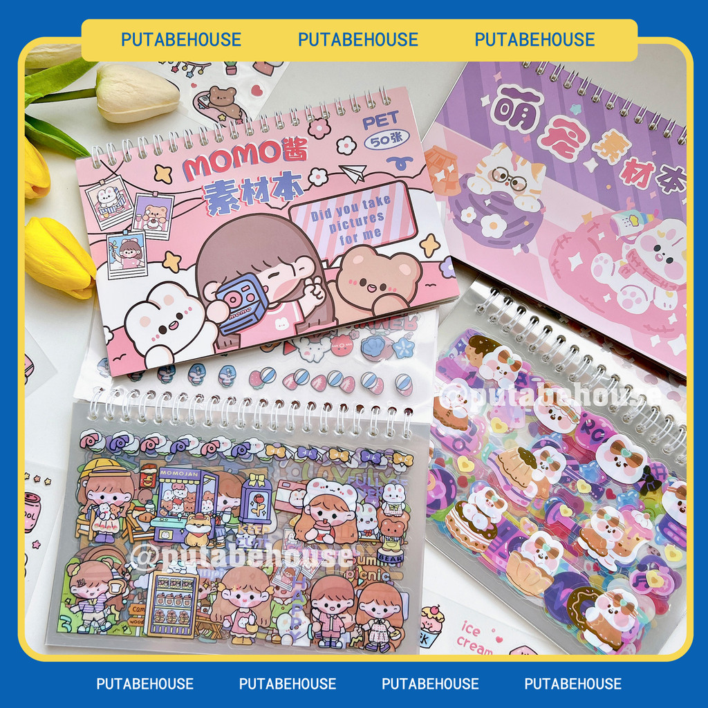 Sổ 50 trang sticker cắt sẵn Momo đáng yêu trang trí sổ, quà tặng