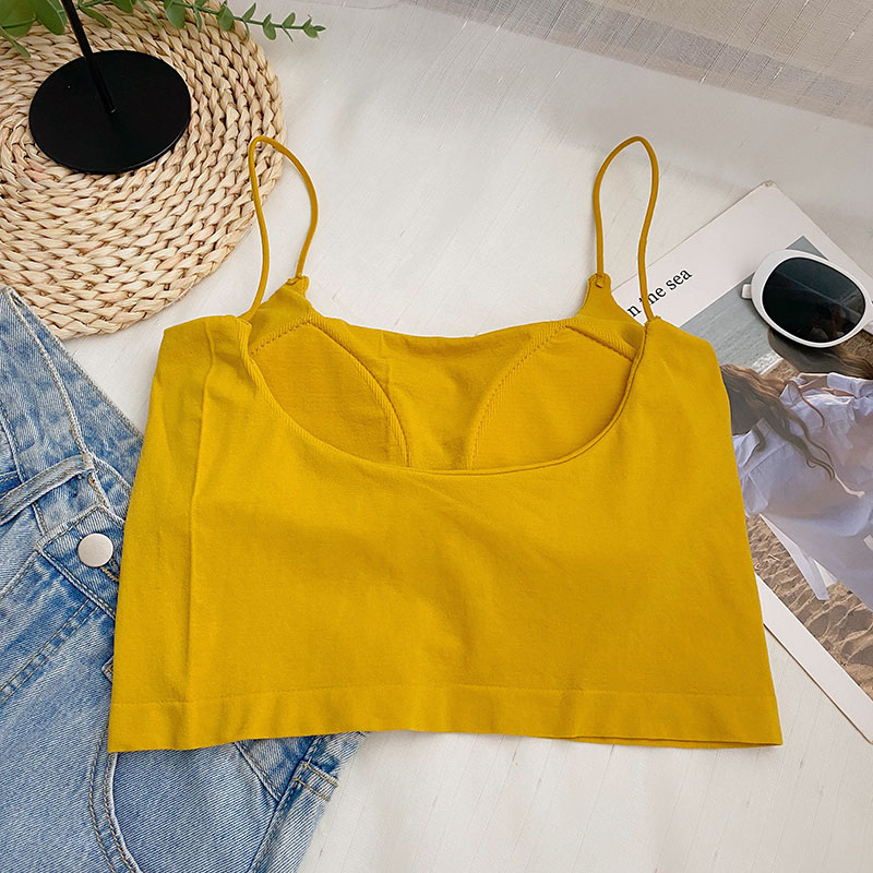 Áo Croptop Sát Nách Hai Dây In Chữ Dáng Ôm Có Mút Nâng Ngực Quyến Rũ Thời Trang Sugal TOP NU 079V1