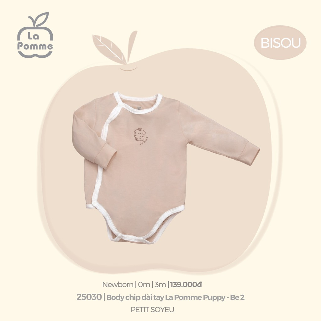 La Pomme - Body Chip Dài Tay La Pomme Puppy NB 0M 3M