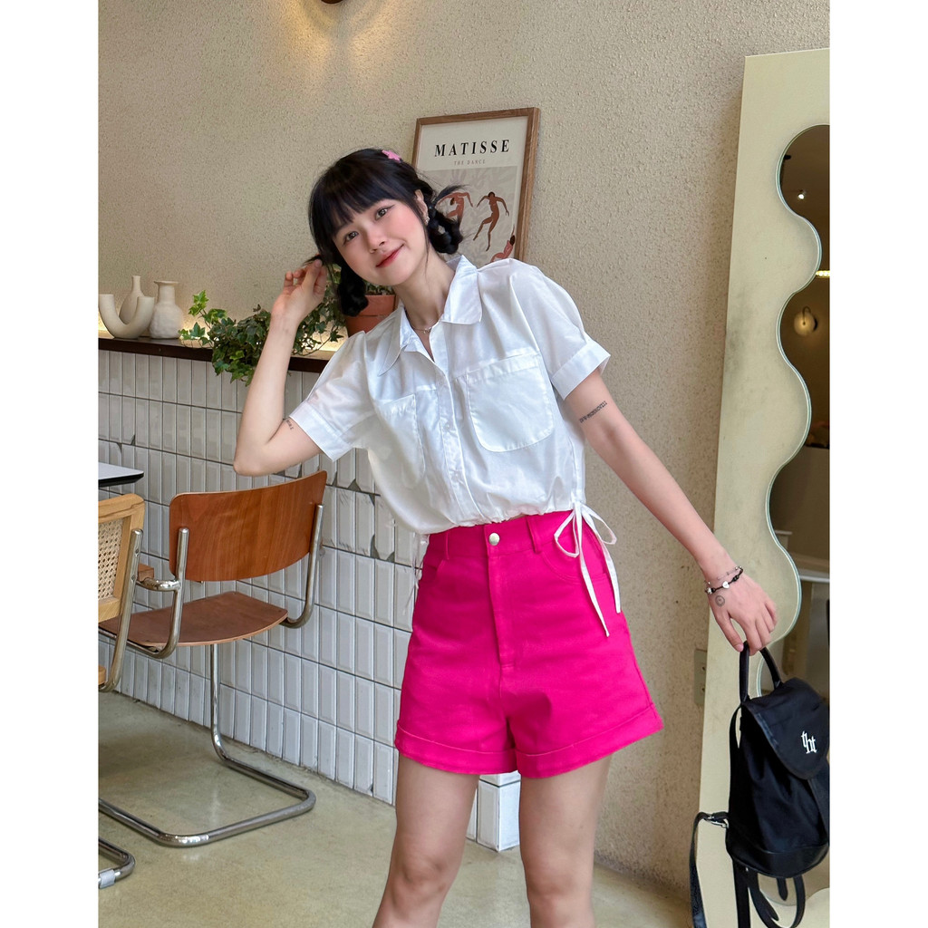 Áo kiểu sơ mi croptop dây rút eo THE CIU - Sonnet Shirt