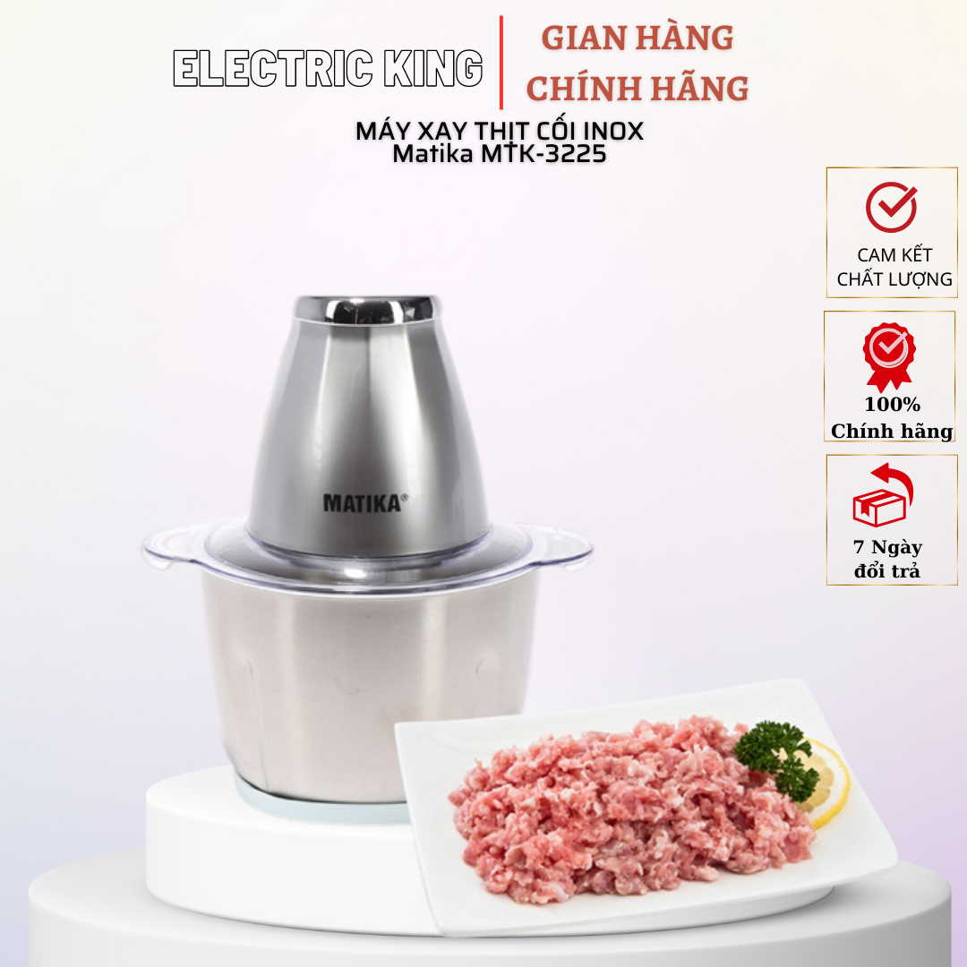 Máy Xay Thịt Matika MTK- 3225 Công Suất 300w Cối Inox 304 Dung Tích 2L