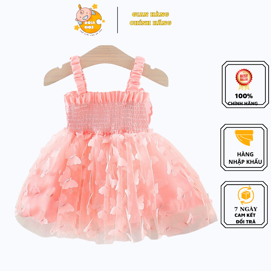 Váy cho bé gái với thiết kế gắn hoa cực xinh chất liệu bồng bềnh cực đẹp, váy công chúa cho bé gái 8-20kg V03