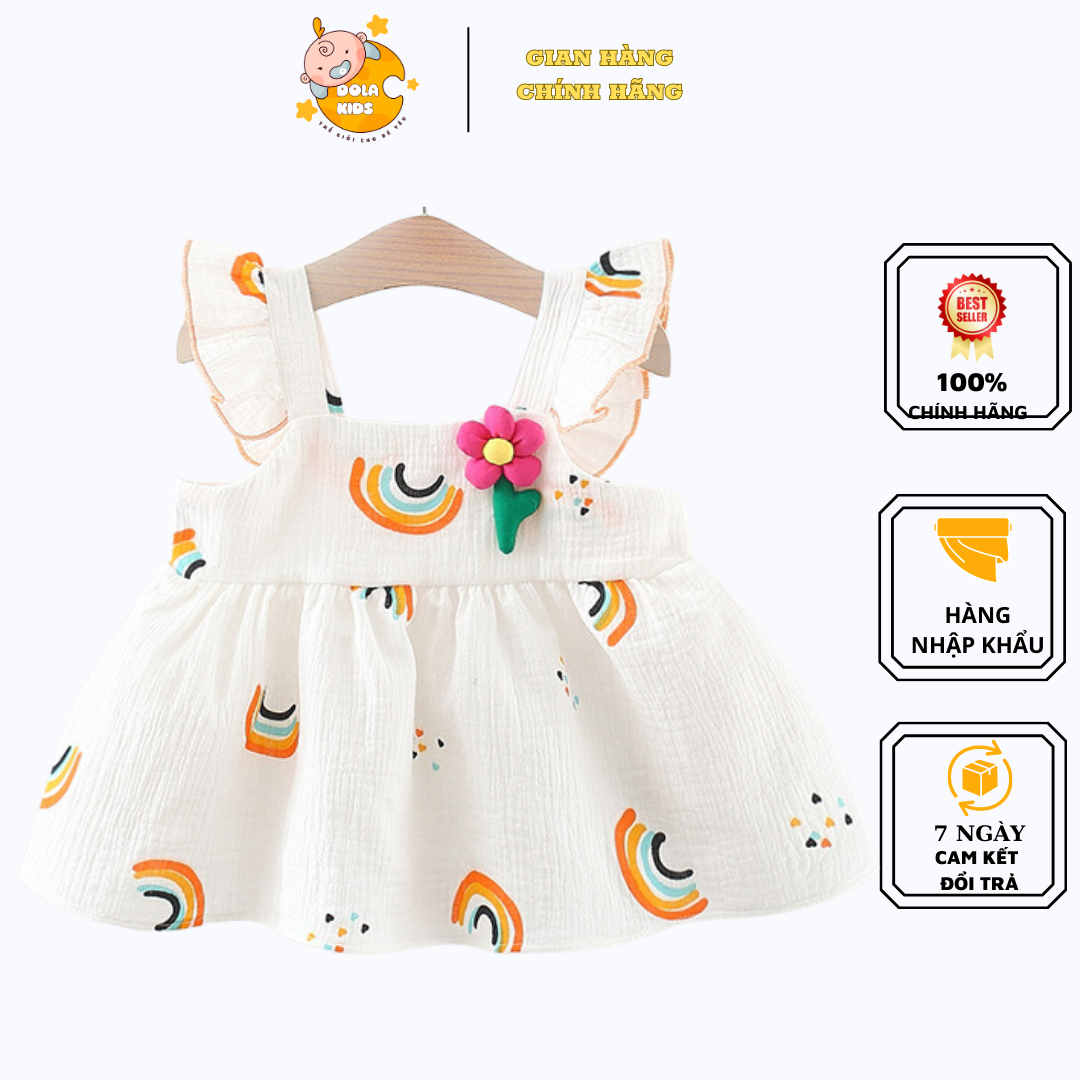 Váy cho bé gái thiết kế dây cực xinh, chất liệu cotton phù hợp bé đi chơi đi học, váy đầm cho bé gái từ 8-18kg V06
