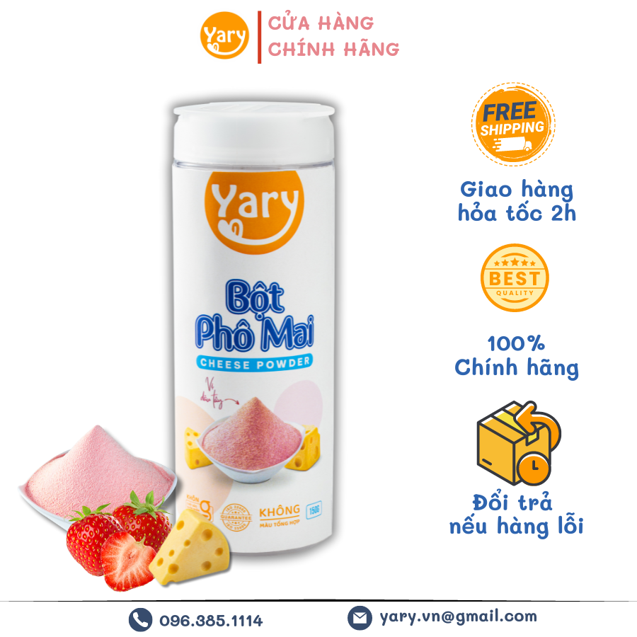 Lọ Phô Mai Bột  - 150gr Bột Phô Mai YARY Vị Dâu Tây, Bột Phô Mai Lắc Khoai Tây, Bắp Rang Thơm Ngon Vị Mặn - Ngọt