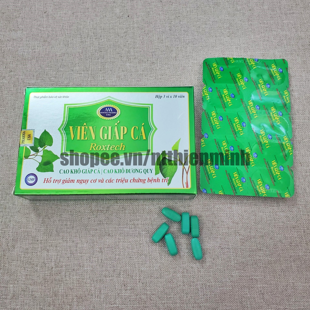 VIÊN GIẤP CÁ Roxtech hỗ trợ giảm trĩ, táo bón - Hộp 30 viên
