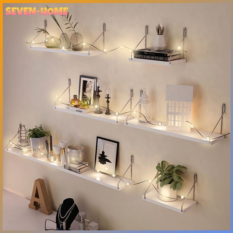 Kệ Gỗ Treo Tường Trang Trí Decord Thương Hiệu Không Cần Khoan Với Móc Treo Inox Dễ Dàng Gắn Lên Tường