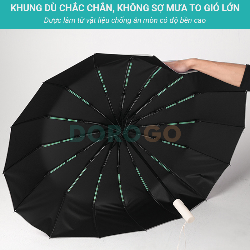 Ô che mưa dù che nắng UPF 50+ cao cấp 2 lớp DOROGO nan kép tự động gấp ngược nhỏ gọn cho ô tô chống lật chống thấm OCM