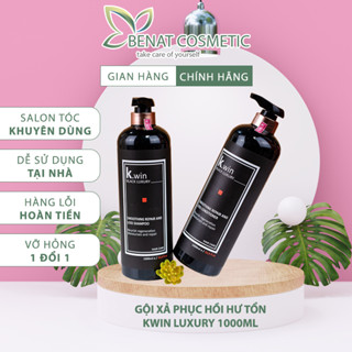 Dầu gội xả cặp phục hồi tóc hư tổn khô xơ Kwin lux smoothing repair and loss 1000ml dưỡng tóc chống gãy rụng [BENAT]