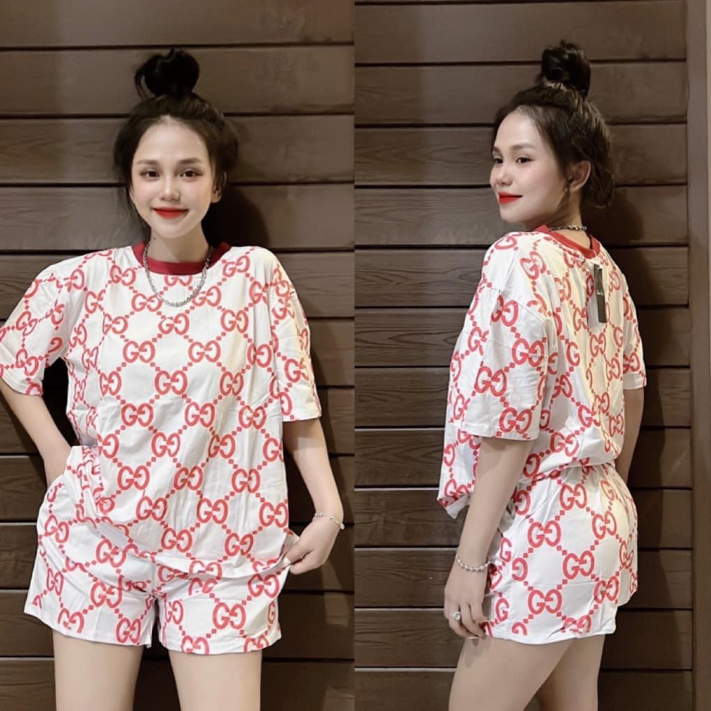 Set Bộ Đùi Nam Nữ Unisex Nam Nữ Cổ Tròn Cạp CHun In Kín G,C Dáng Rộng Tay Lỡ Bigsize