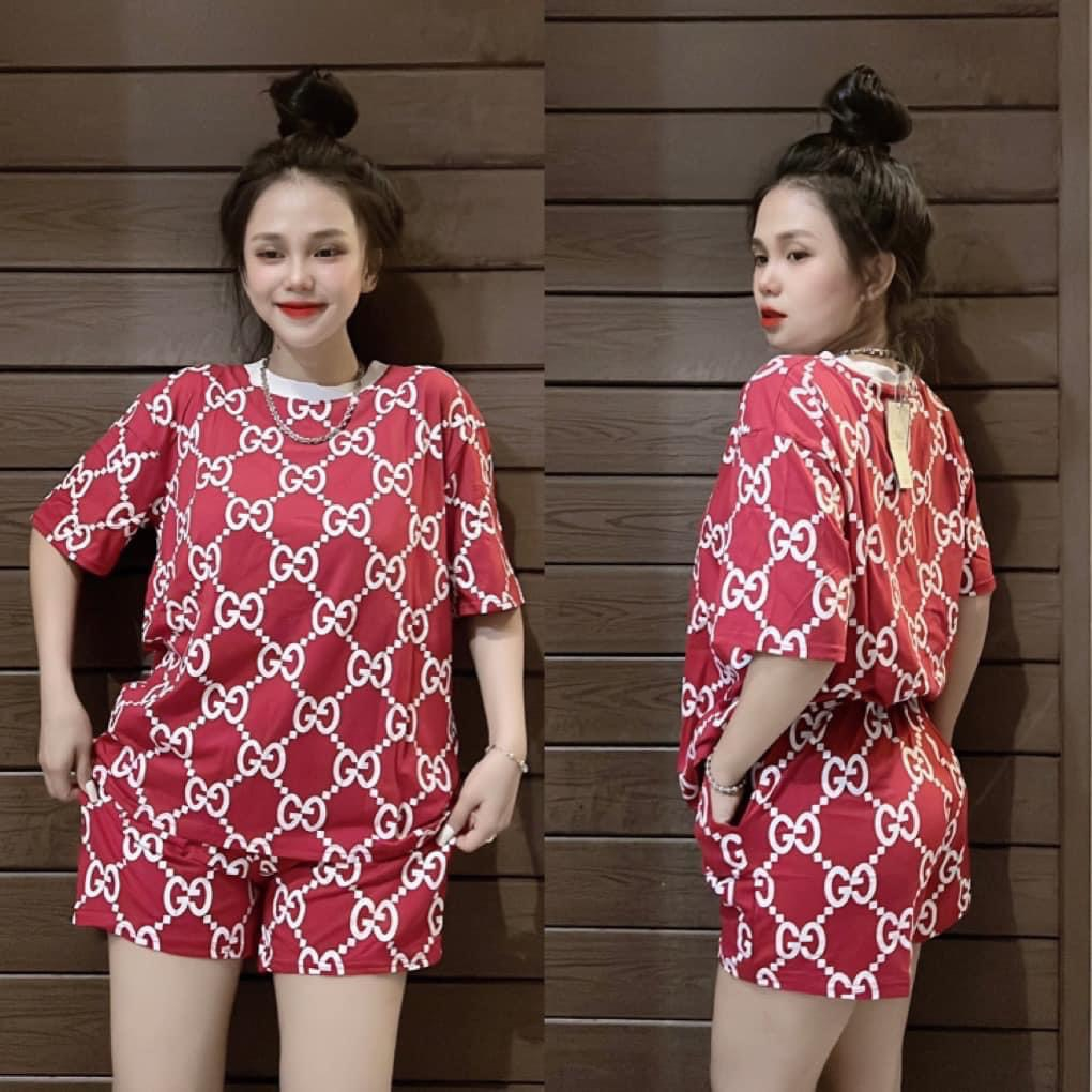 Set Bộ Đùi Nam Nữ Unisex Nam Nữ Cổ Tròn Cạp CHun In Kín G,C Dáng Rộng Tay Lỡ Bigsize