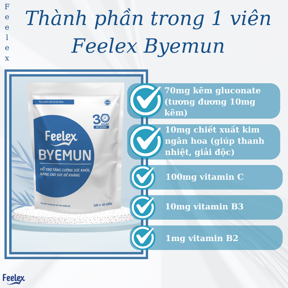 Viên uống VTM Byemun Plus giúp thanh nhiệt, giảm các triệu chứng mụn viêm, mụn ẩn, đầu đen, mẩn ngứa - gói 90v