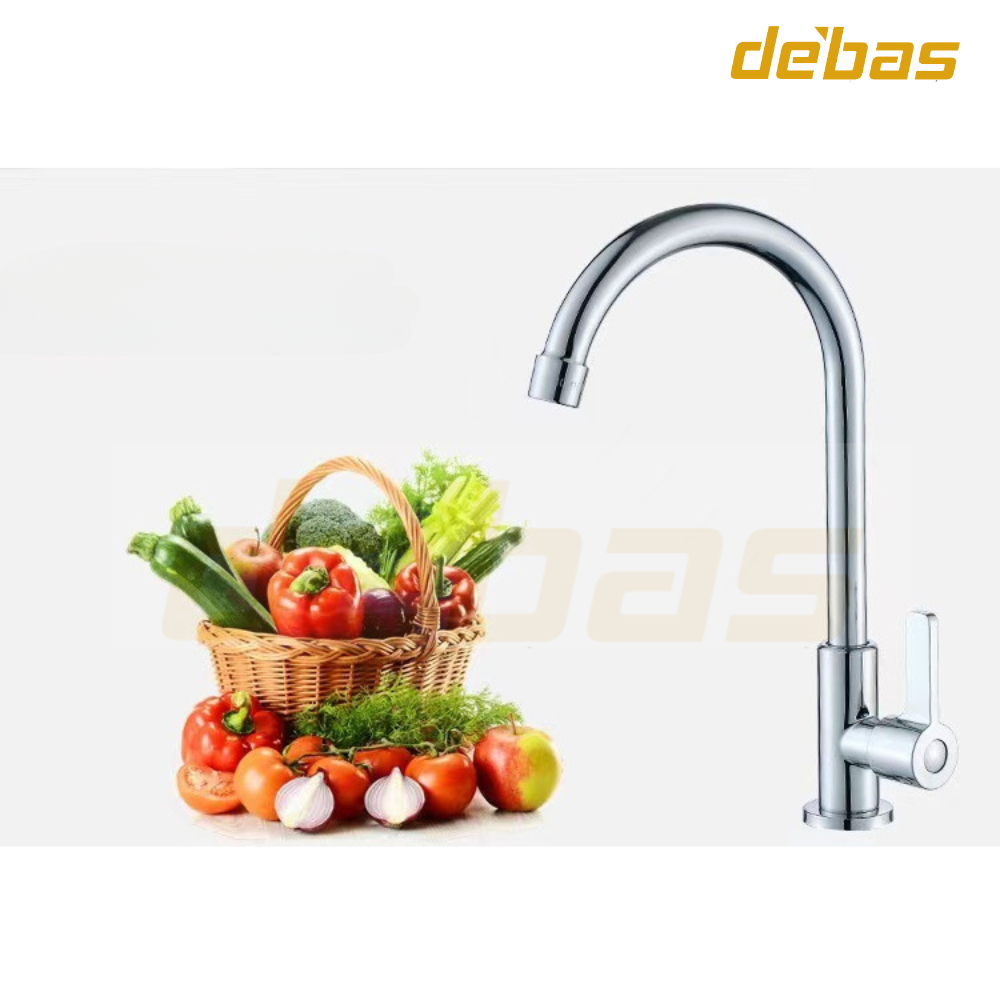 Vòi rửa chén bát xoay 360 độ cao cấp inox 304 bóng tròn lạnh Debas V7103Y