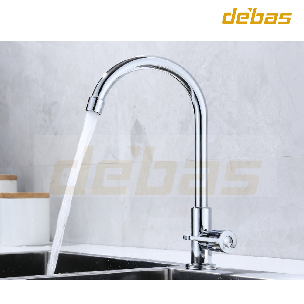 Vòi rửa chén bát xoay 360 độ cao cấp inox 304 bóng tròn lạnh Debas V7103Y