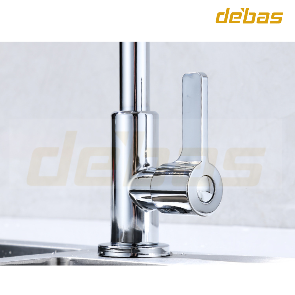 Vòi rửa chén bát xoay 360 độ cao cấp inox 304 bóng tròn lạnh Debas V7103Y