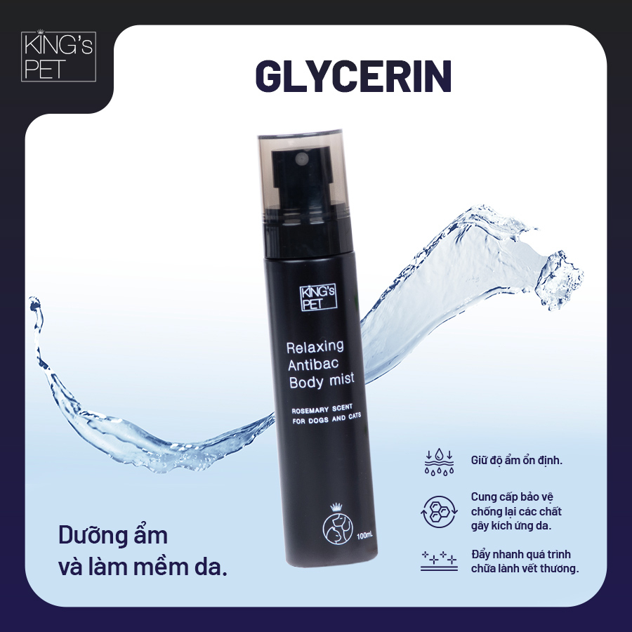 Nước hoa thư giãn kháng khuẩn mùi Hương Thảo King’s Pet dành cho chó &amp; mèo 100ml