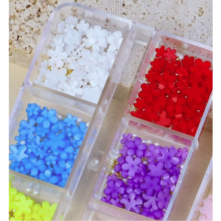 Hoa sứ mix bi 6 ô đủ màu - charm hoa sứ làm nail - phụ kiện đồ nail