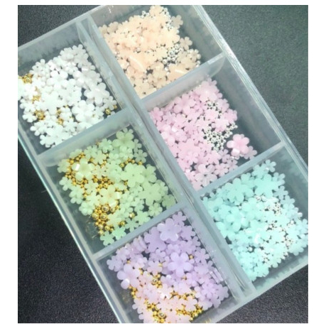 Hoa sứ mix bi 6 ô đủ màu - charm hoa sứ làm nail - phụ kiện đồ nail